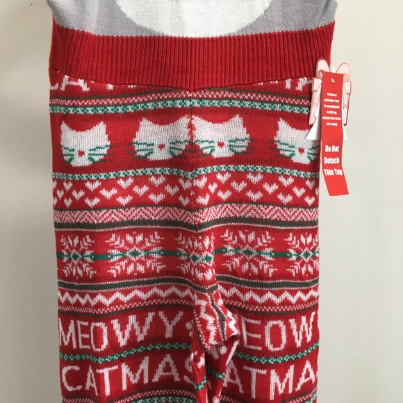 NWT EYESHADOW Meowy Catmas Cat Christmas Reindeer Antlers Applique Knit Overalls - Picture 13 of 16